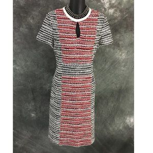 BEAUTIFUL St John knit red black white dress size 4